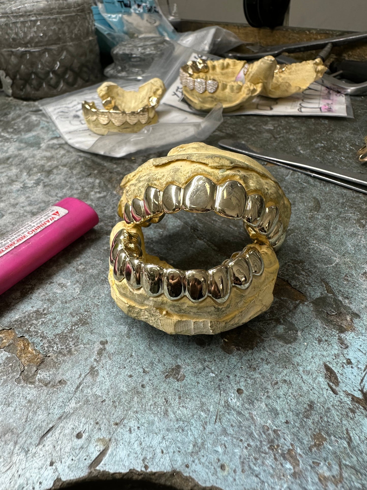 THICK Florida Permanent cut grillz / 925 Silver & 10K - 18K Real Solid gold - GRILLZSTATION