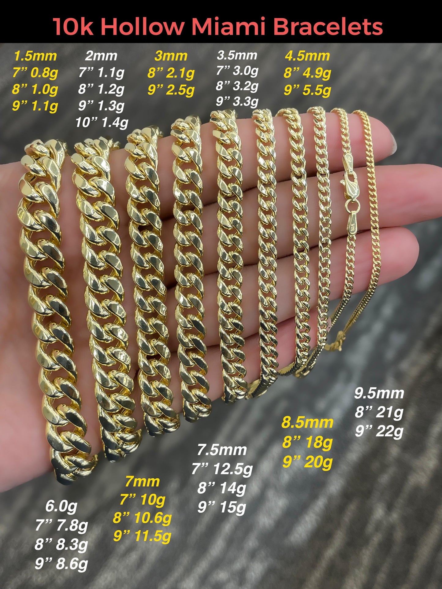 10K MIAMI CUBAN LINK HOLLOW BRACELETS - GRILLZSTATION