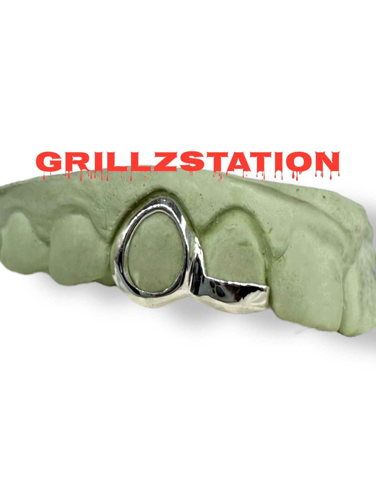 2 Teeth with front bar Fangs Custom gold Grillz by Grillzstation - GRILLZSTATION