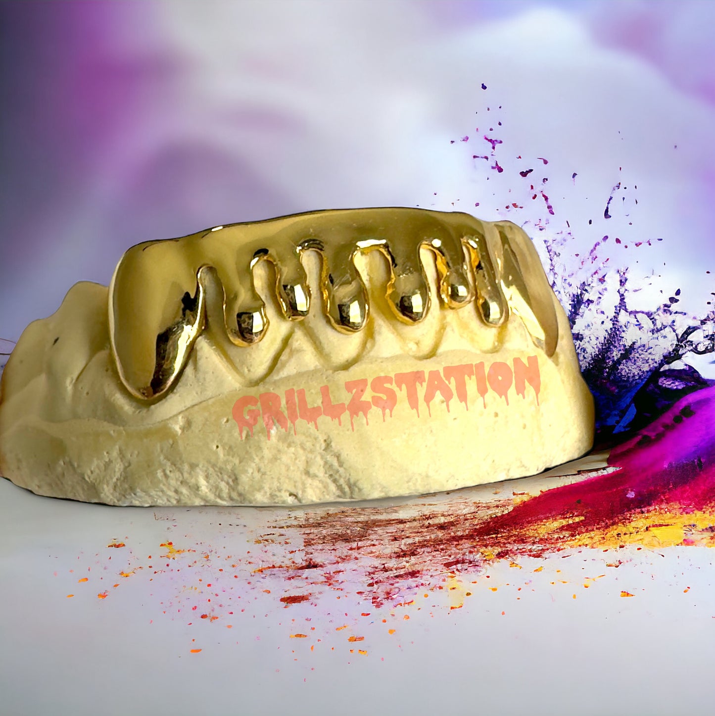 Water Dripping Gold Custom Grillz - GRILLZSTATION
