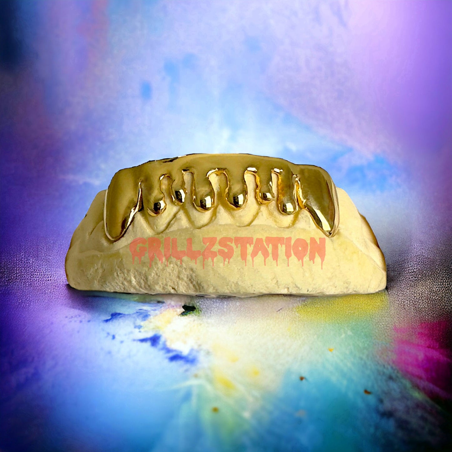 Water Dripping Gold Custom Grillz - GRILLZSTATION