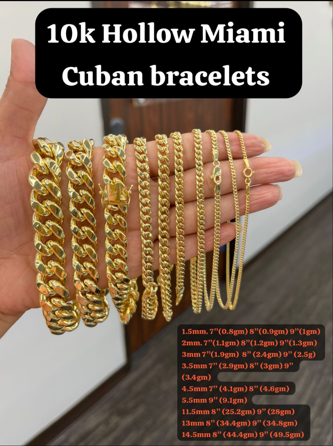 10K MIAMI CUBAN LINK HOLLOW BRACELETS - GRILLZSTATION