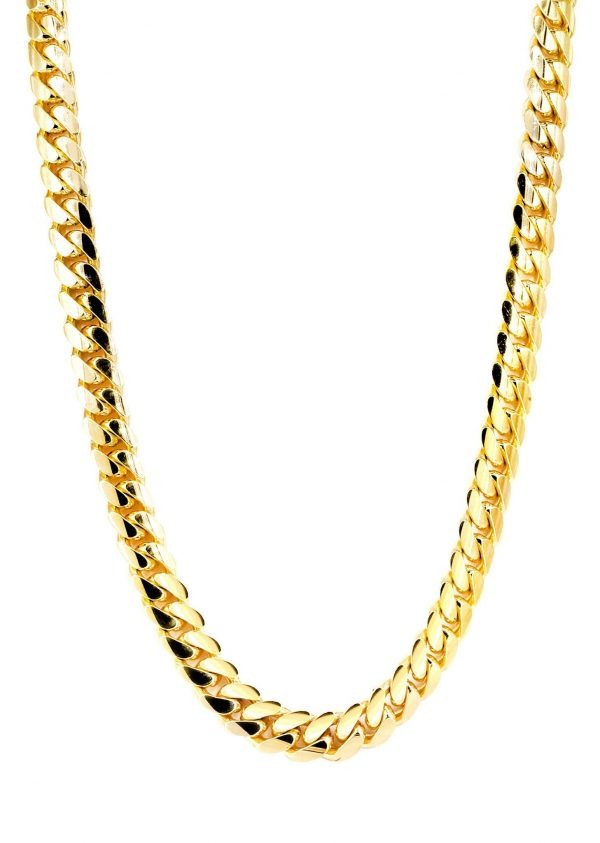 14K Gold Chain - Solid Miami Cuban Link Chain 14K Gold - GRILLZSTATION