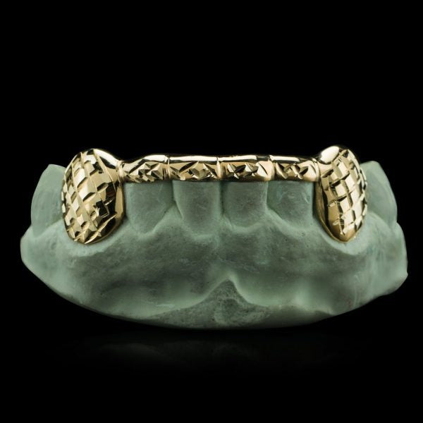 Solid Gold Front Bar Grillz Made to Order, Custom Fitted Teeth Grillz - GRILLZSTATION 