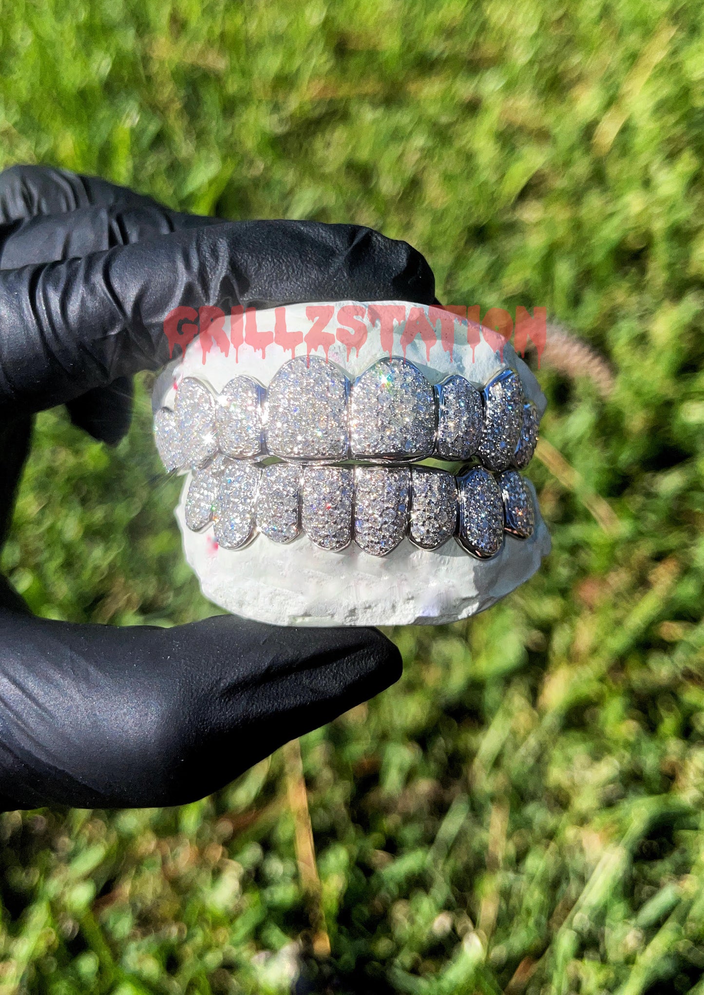 DIAMOND GRILLZ / Honeycomb REAL diamond setting ( handset ) - GRILLZSTATION