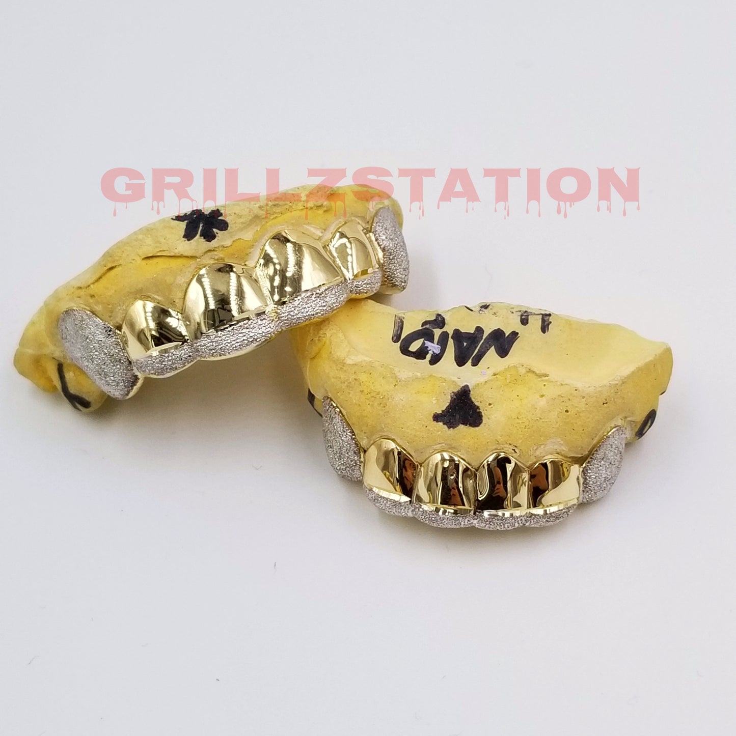 Custom Grillz with Diamond Dust on tip - GRILLZSTATION 