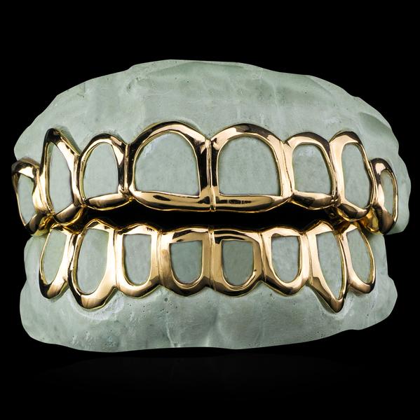 Open Face Gold Grillz Made to Order, Custom Fitted Teeth Grillz - GRILLZSTATION 