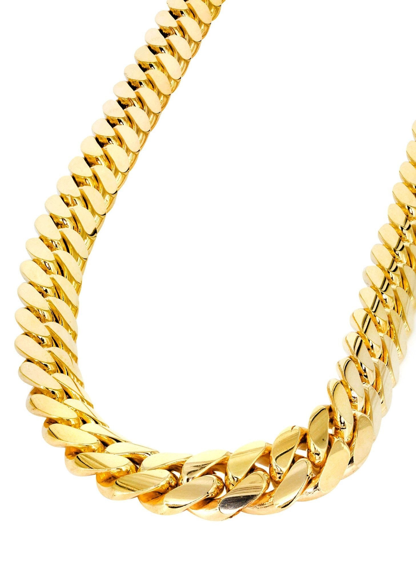 14K Gold Chain - Solid Miami Cuban Link Chain 14K Gold - GRILLZSTATION 
