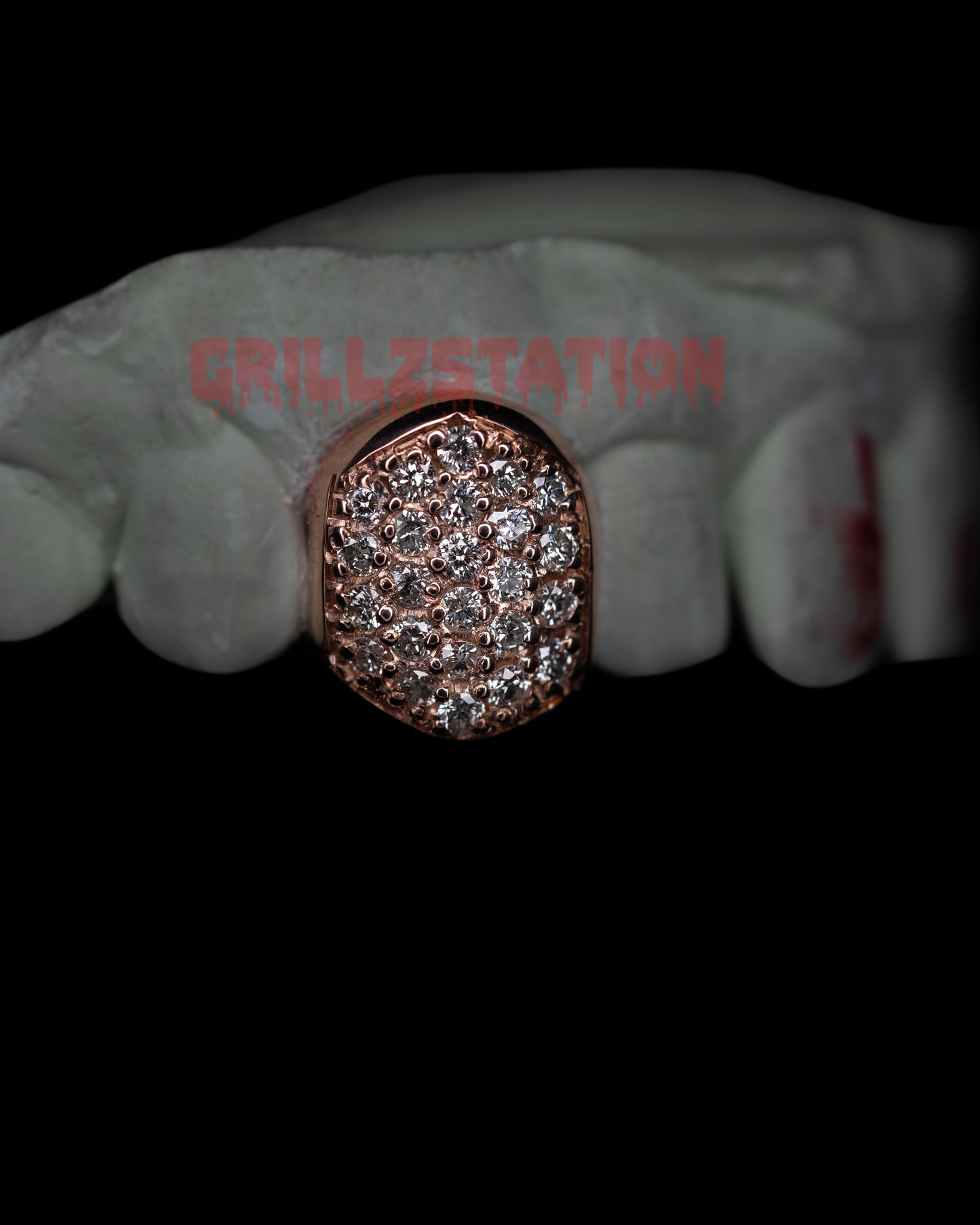 2 DIAMOND TEETH GRILLZ / Zig Zag REAL Diamond setting ( handset ) - GRILLZSTATION 