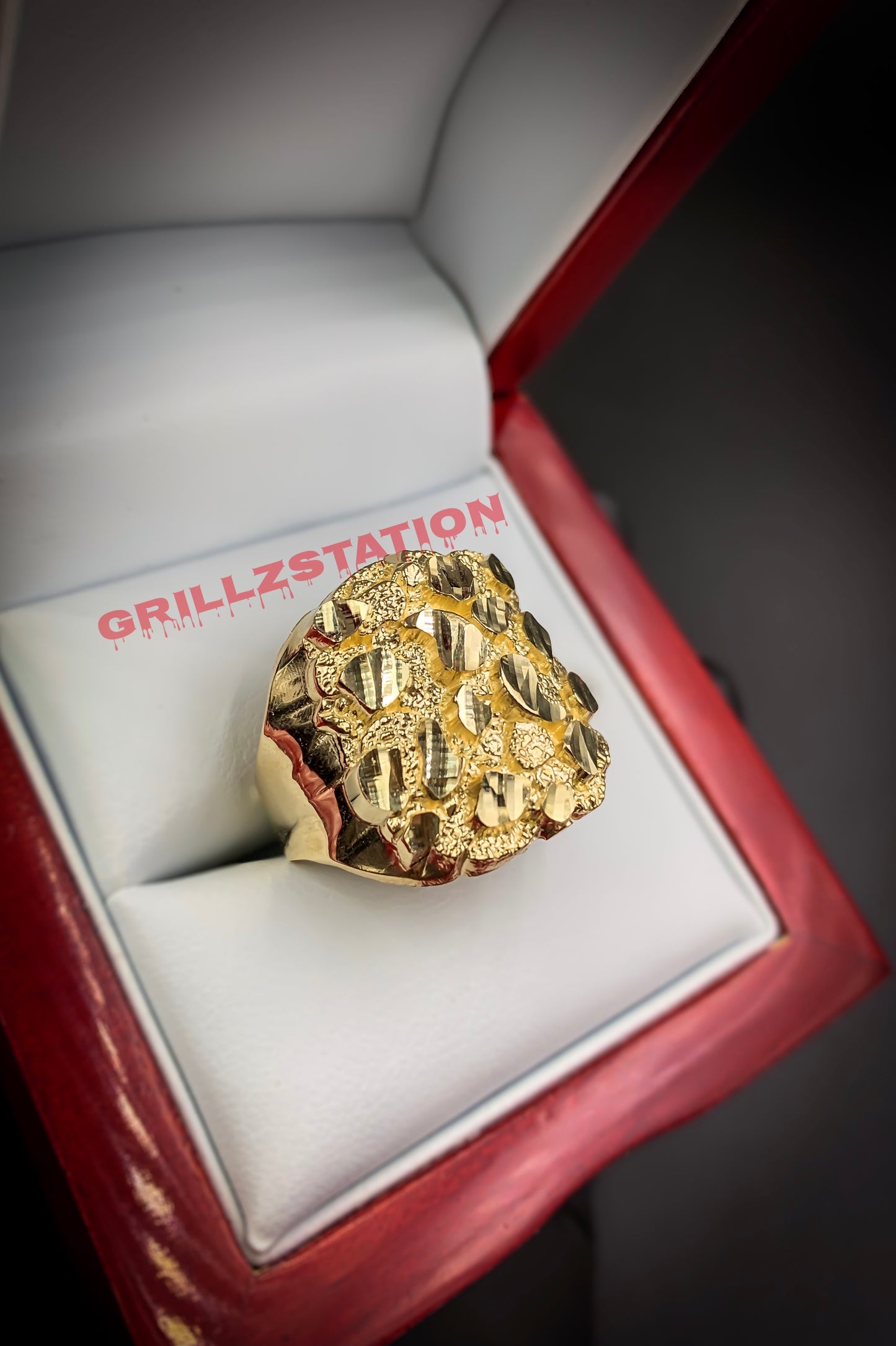10K Nugget Gold Ring For Men - GRILLZSTATION 