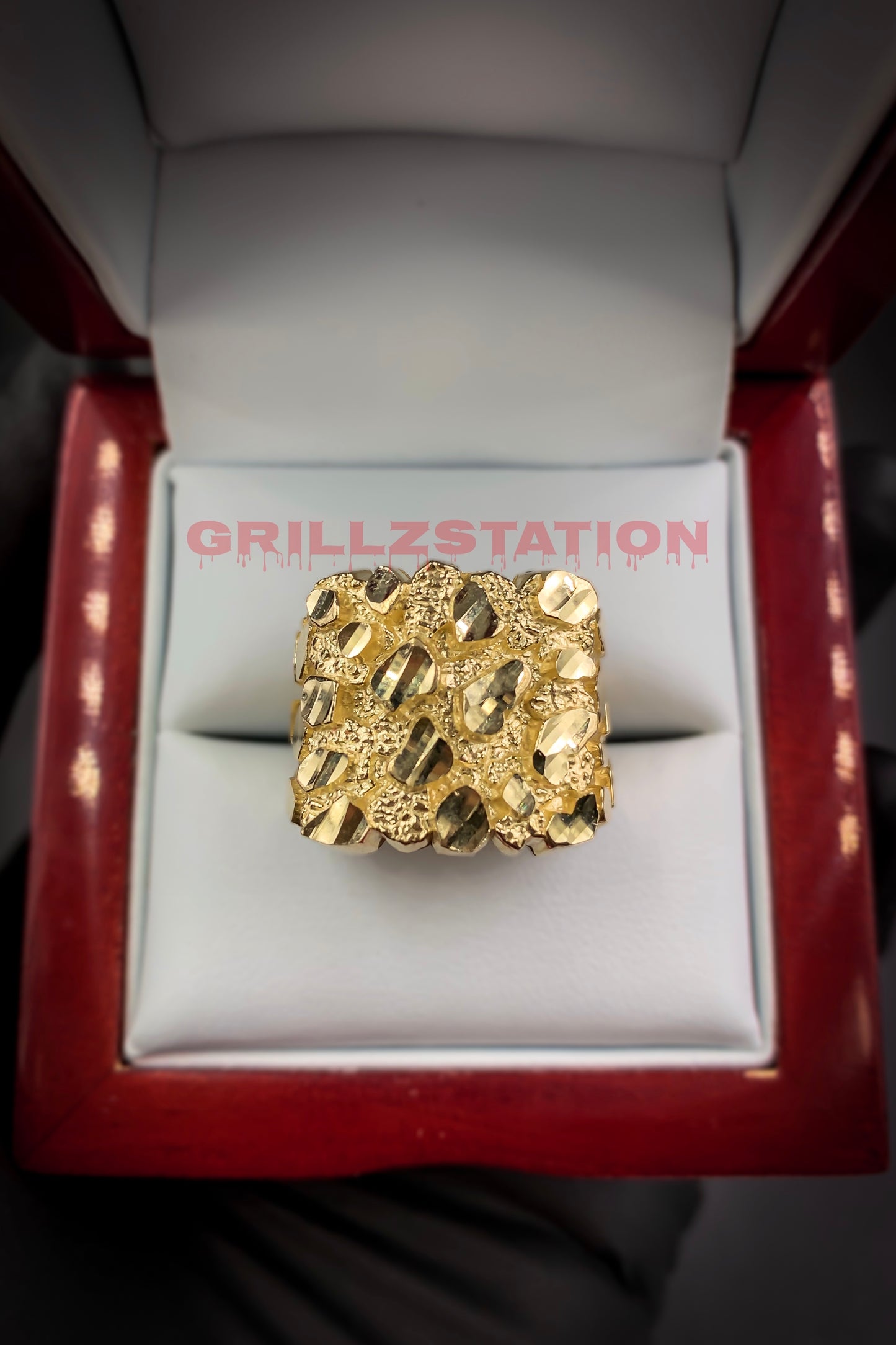 10K Nugget Gold Ring For Men - GRILLZSTATION 