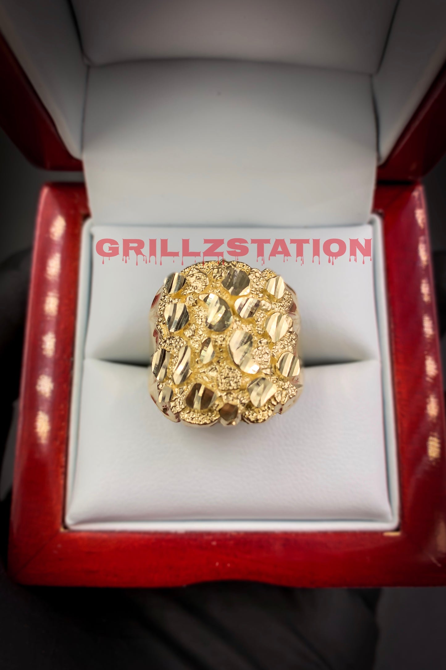 10K Nugget Gold Ring For Men - GRILLZSTATION 